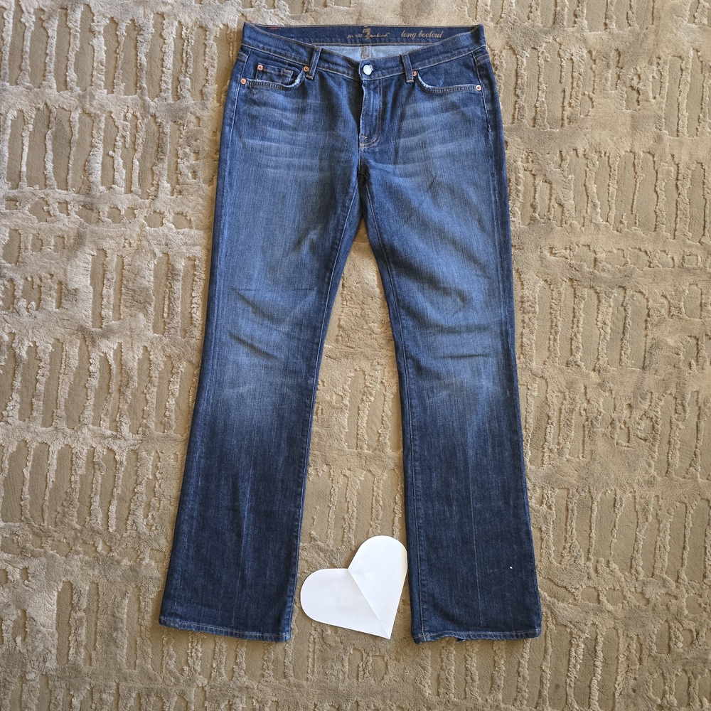 7 For All Mankind Blue Boot Cut Jeans with Classic Denim Style